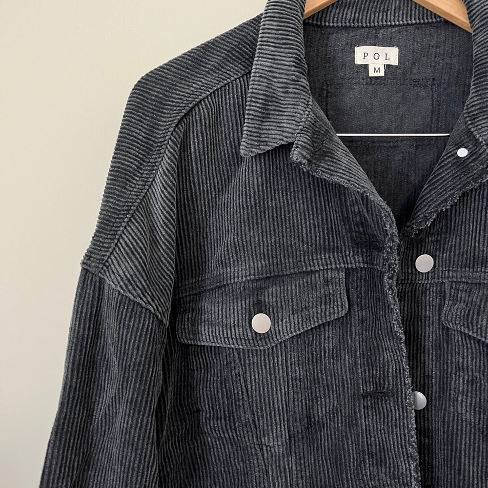 POL Women's Dark Gray Corduroy Jacket